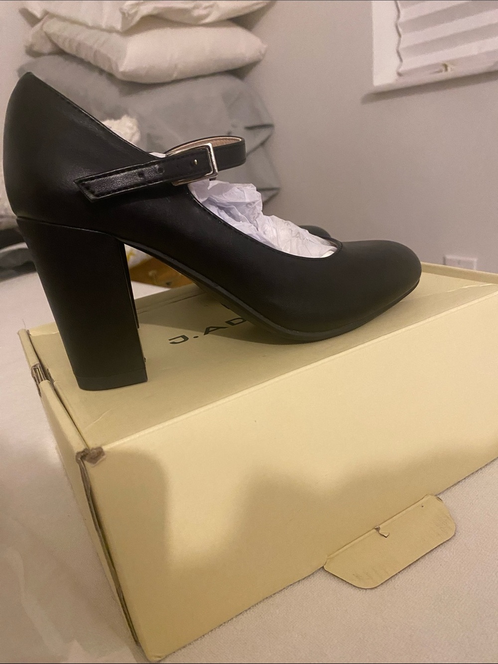 Classic Black Mary Jane Block Heel Pumps